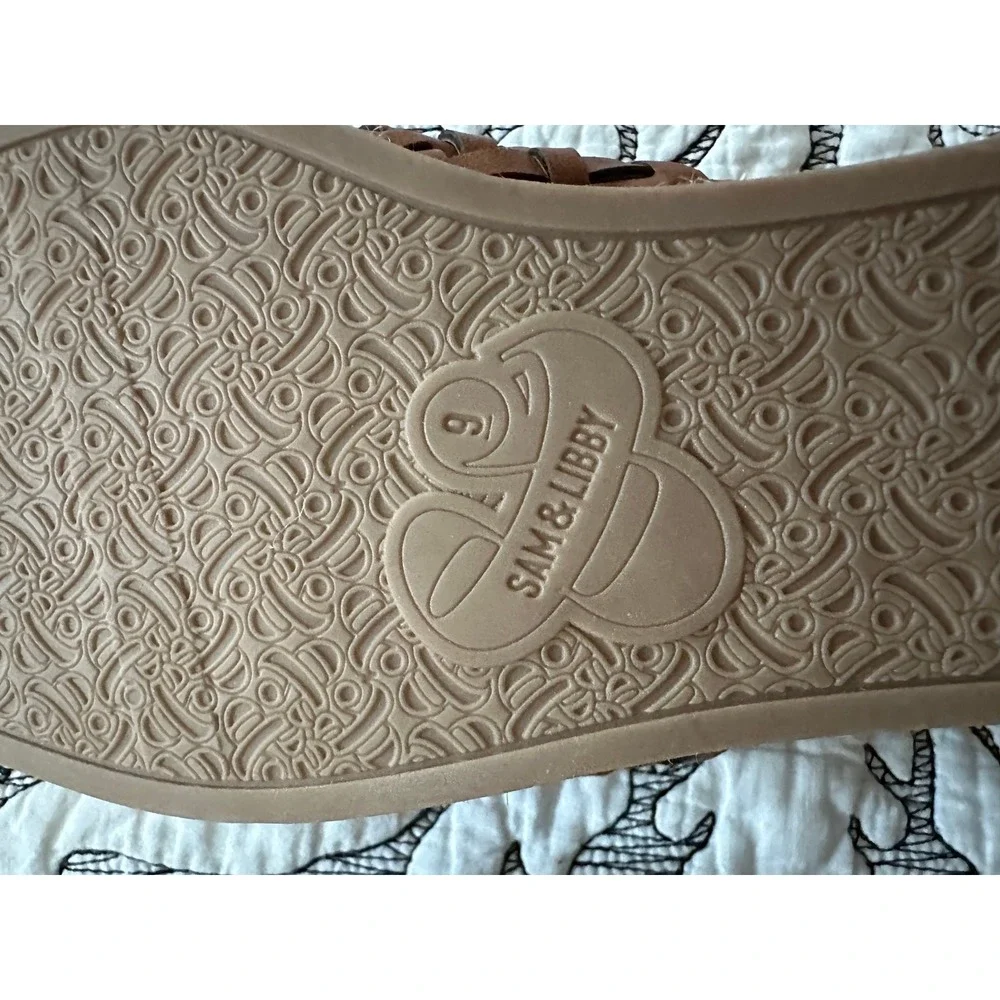 Sam & Libby Brown Woven Leather Espadrille Size 9